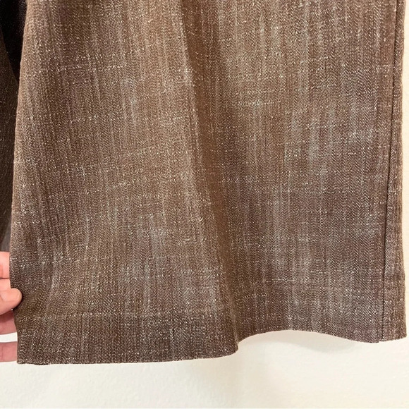Sandro Wide Leg Cropped Pants Textured Stretch Cotton Brown Women’s Size 18W - Picture 6 of 9